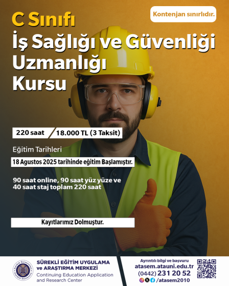 C Sınıfı İş Sağlığı ve Güvenliği Uzmanlığı Kursu