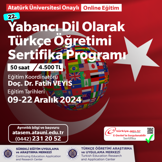 Yabancı Dil Olarak Türkçe Öğretimi Sertifika Programı 22