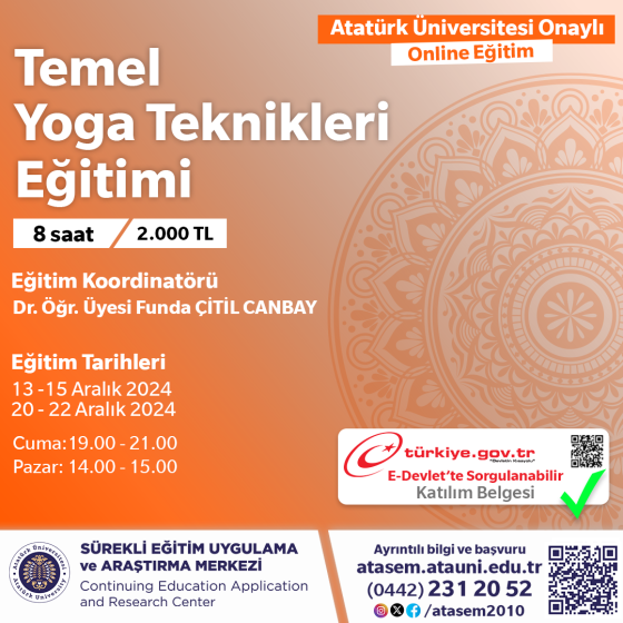 Temel Yoga Teknikleri Eğitimi