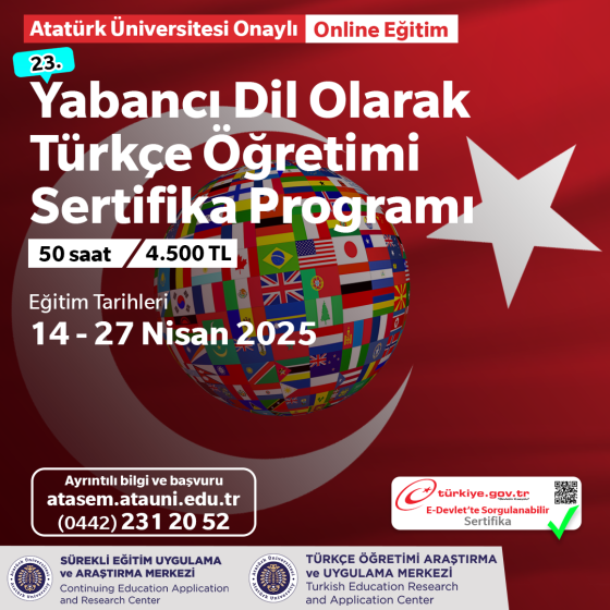 Yabancı Dil Olarak Türkçe Öğretimi Sertifika Programı 23