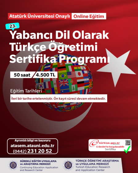Yabancı Dil Olarak Türkçe Öğretimi Sertifika Programı 23