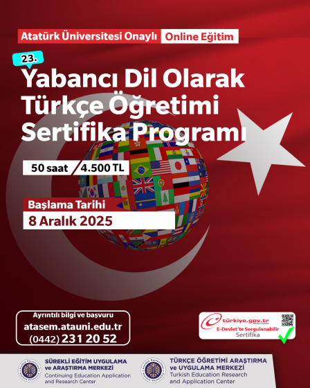 Yabancı Dil Olarak Türkçe Öğretimi Sertifika Programı 23