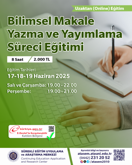 Bilimsel Makale Yazma ve Yayımlama Süreci Eğitimi