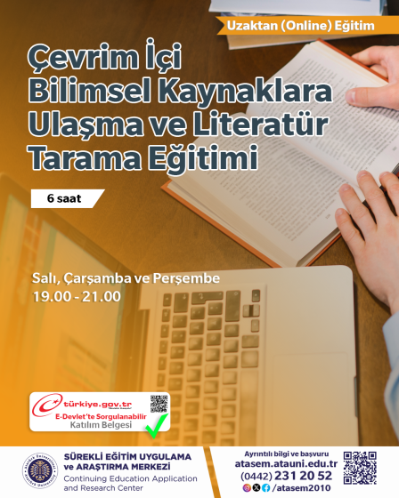 Çevrim İçi Bilimsel Kaynaklara Ulaşma ve Literatür Tarama Eğitimi