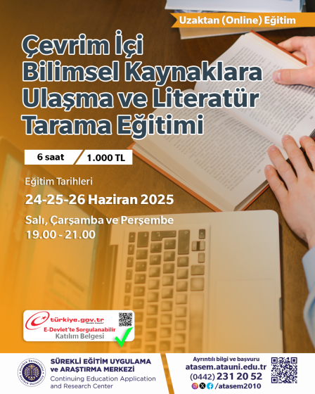 Çevrim İçi Bilimsel Kaynaklara Ulaşma ve Literatür Tarama Eğitimi