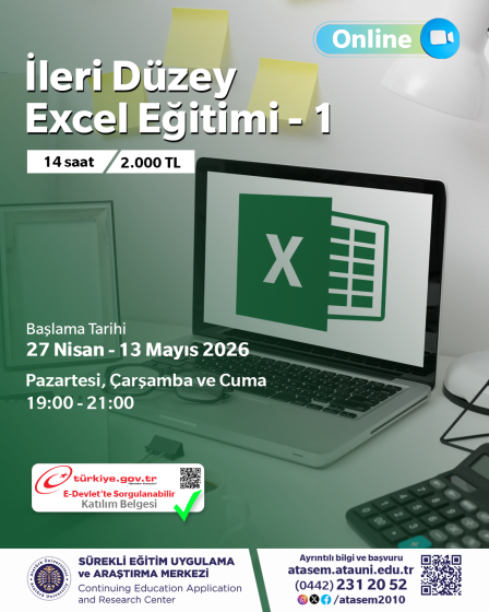 İleri Düzey Excell Eğitimi – 1