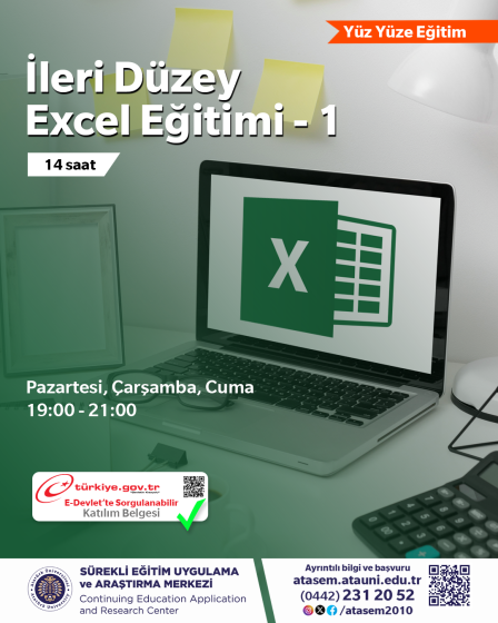 İleri Düzey Excell Eğitimi – 1