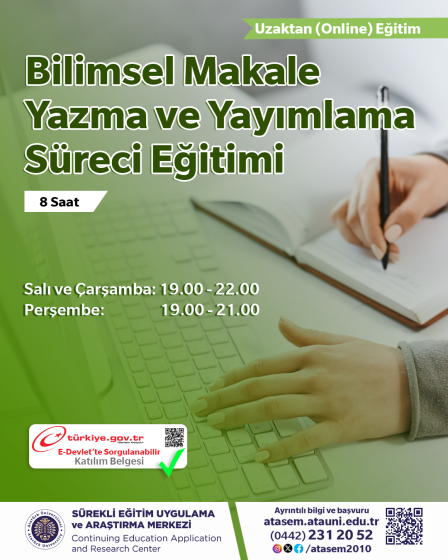 Bilimsel Makale Yazma ve Yayımlama Süreci Eğitimi