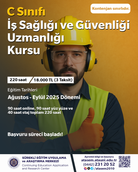 C Sınıfı İş Sağlığı ve Güvenliği Uzmanlığı Kursu