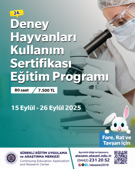 Deney Hayvanları Kullanım Sertifikası Eğitim Programı – XXIV (Fare, Rat ve Tavşan için)