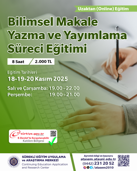 Bilimsel Makale Yazma ve Yayımlama Süreci Eğitimi