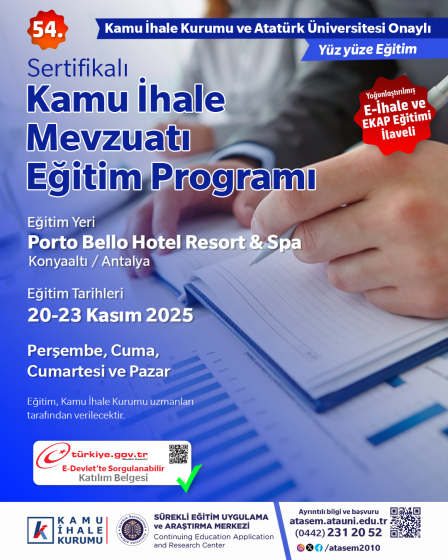 54. Sertifikalı Kamu İhale Mevzuatı Eğitim Programı