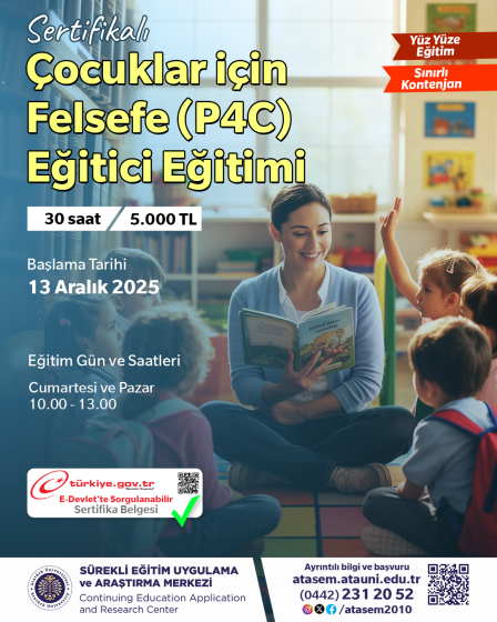 Sertifikalı Çocuklar için Felsefe (P4C) Eğitici Eğitimi