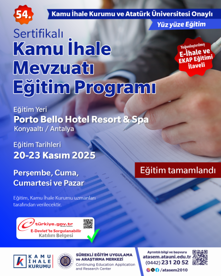 54. Sertifikalı Kamu İhale Mevzuatı Eğitim Programı