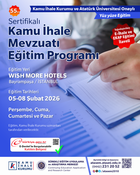55. Sertifikalı Kamu İhale Mevzuatı Eğitim Programı